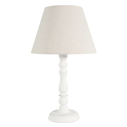 Weiße Lampe mit beigefarbenem Lampenschirm, Höhe 42 cm Bianca