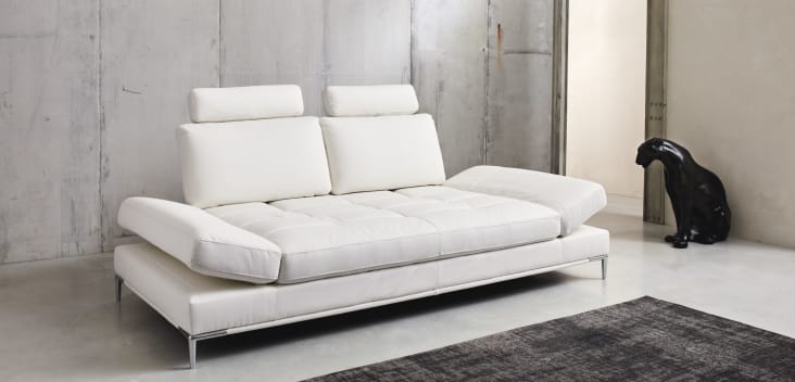 Geller - 3/4-Sitzer Sofa mit Textil mit Beschichtung, weiß