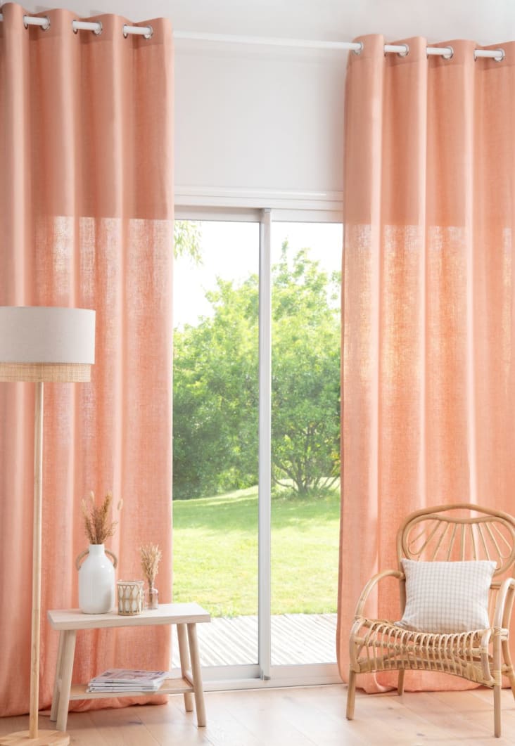 Maisons Vorhang, Ösen du Altrosafarbener | aus Leinen, gewaschenem OEKO-TEX® 130x300cm, zertifiziert Vorhang 1 mit Monde