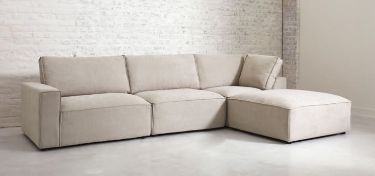 Malo - Angolo sinistro per divano componibile beige in tessuto
