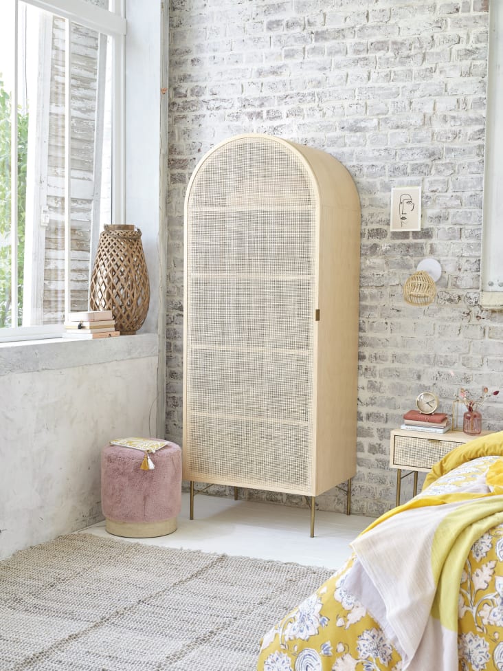 Armoire 1 porte cannage en rotin Solstice Maisons du Monde