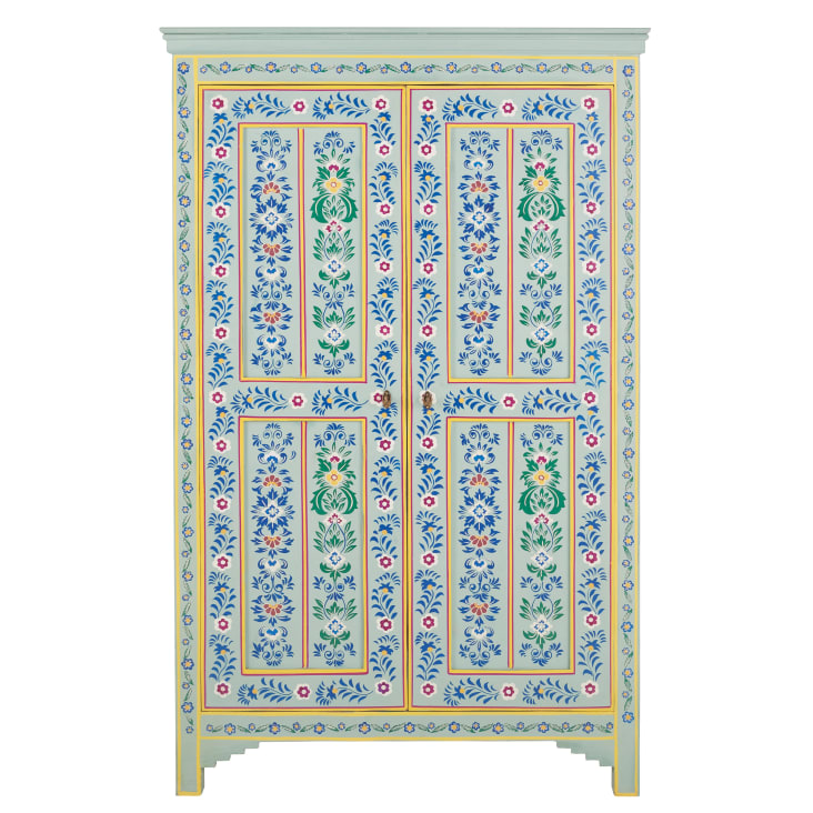 MILADY - Armoire 2 Portes Blanche Motifs Coeurs Ajourés