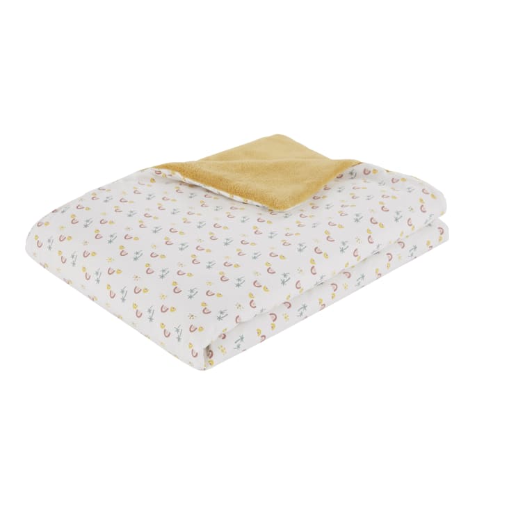 Ledikantdeken babykamer wafelstof basic oker geel