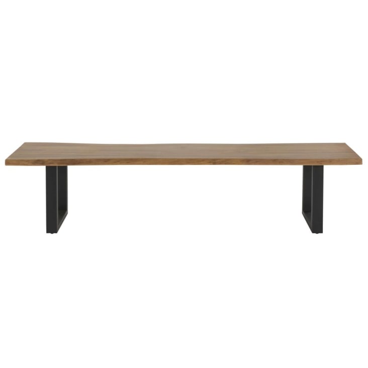 Banc en bois d'acacia massif et pieds en métal noir - 190 cm - WOOD