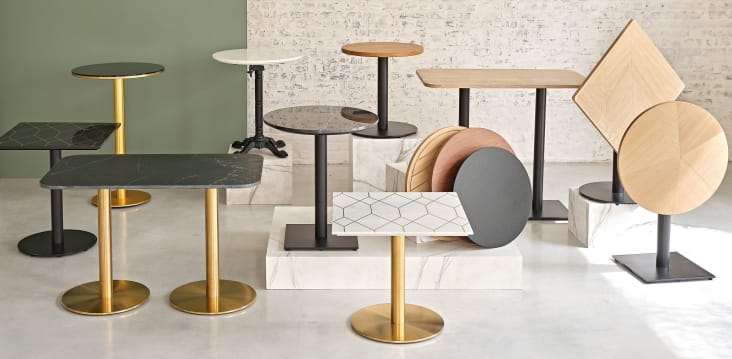 Element Business - Base per tavolo alto professionale in metallo color ottone, A 100 cm