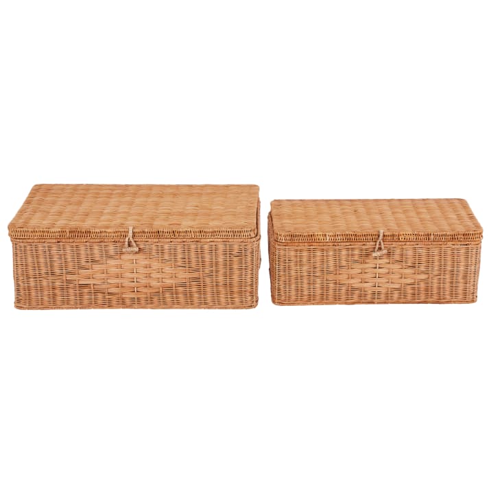 2 Cestini Portafiori In Miniatura Intrecciati A Mano In Rattan, Con Manici, 7,9x7,9x5,3 Cm, Marrone - 5