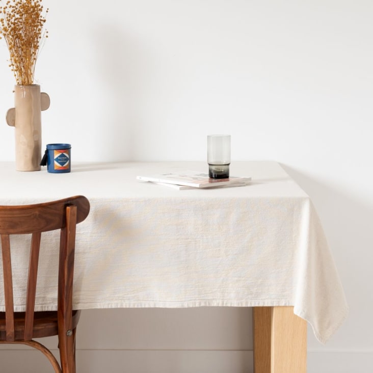 Ontwikkelen Dwingend diep Beige katoenen tafellaken met franjes 140 x 240 cm AZILISE | Maisons du  Monde