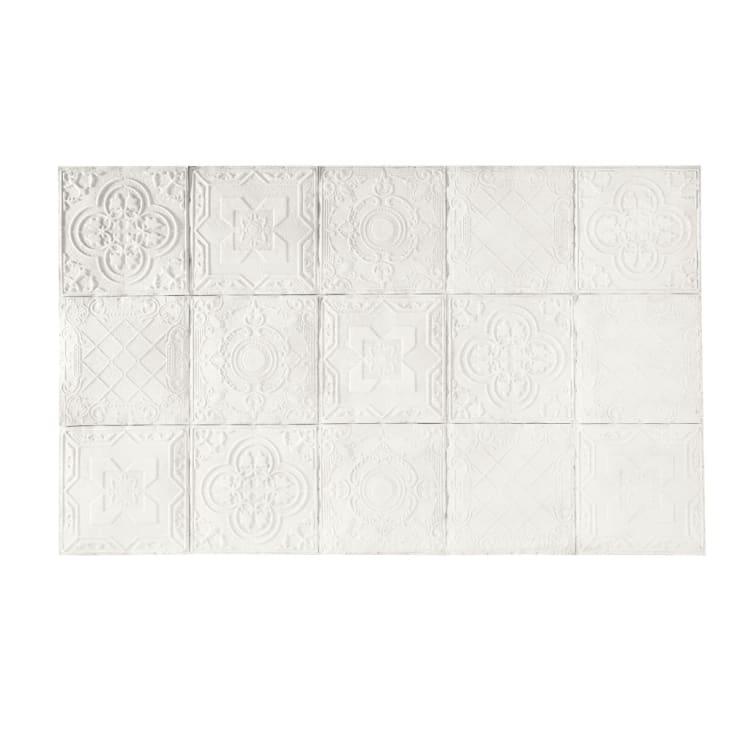 Bettkopfteil 200 aus massiver Kiefer mit weißen Mosaikmotive