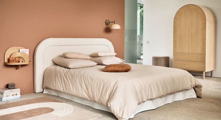 MORPHEE - Bettvolant aus elfenbeinfarbener Baumwolle 160x200