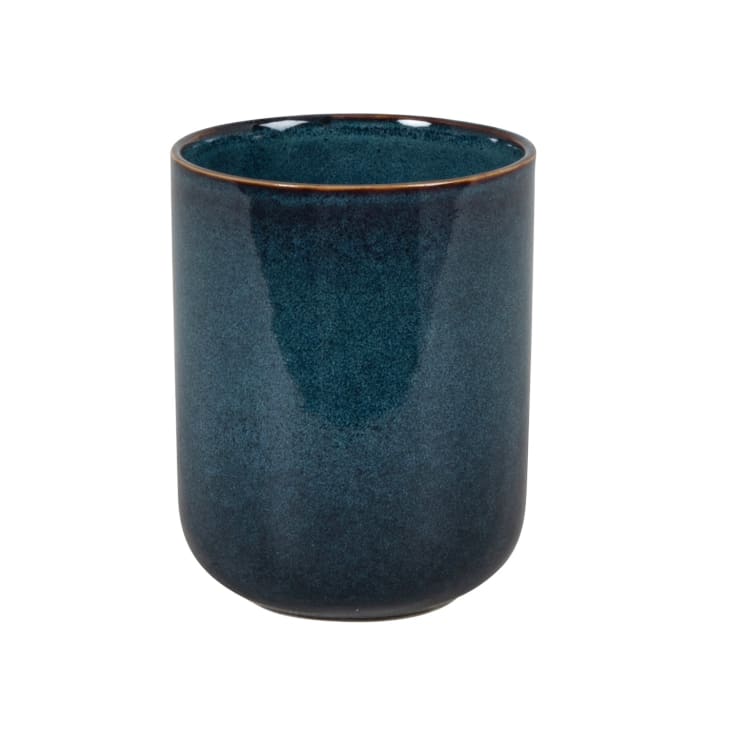 Portaspazzolini In Ceramica Cordoba Blu Wenko - Elegante E Pratico Per Bagno E Toilette, 6.5x12x6.5 Cm