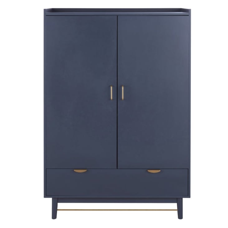 Blauer Schrank mit 2 Türen und 1 Schubladen und messingfarbenem Metall  Penelope | Maisons du Monde