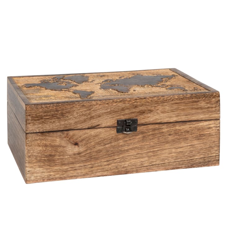Boîte Trésor Pirate En Bois Avec Serrure à Combinaison – Déco Aventure Et Rangement Sécurisé (30x25x12.7 Cm)