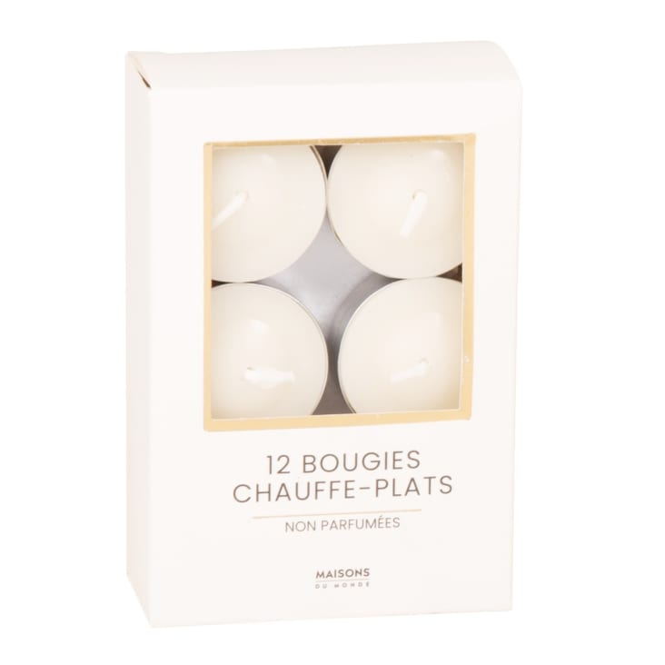 Lot De 12 Bougies Chauffe-plats Maxi Blanches - Durée 10h - Neuf Sous Film