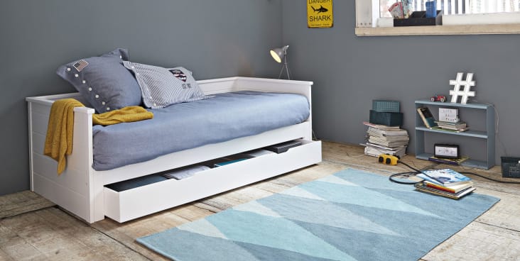 Happy Camper - Cassetto contenitore per letto estraibile 90x190cm bianco