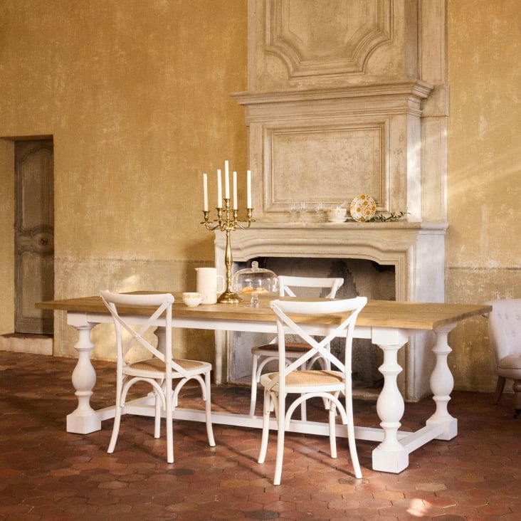 Chaise bistrot en rotin et bois de bouleau écru Tradition | Maisons du ...