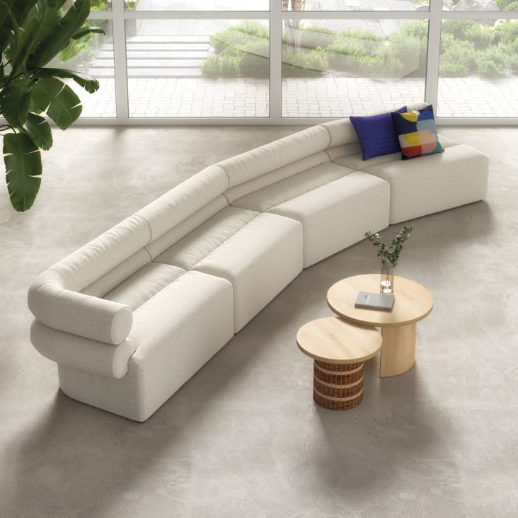 Chaise longue voor modulaire zetel in gerecycleerde stof voor