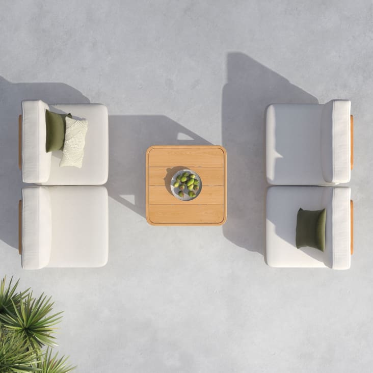 Tavolino Da Caffè Triangolare Sibilla - Legno Di Eucalipto E MDF, Marrone Chiaro, 43x38x39 Cm - Foto 2