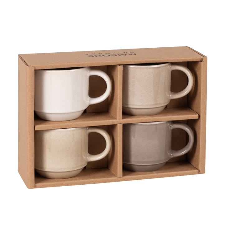 Set De 4 Tasses à Café Et Sous-tasses Bonheur - Motif Cœur, Beige Et Marron, Occasion Superbe état
