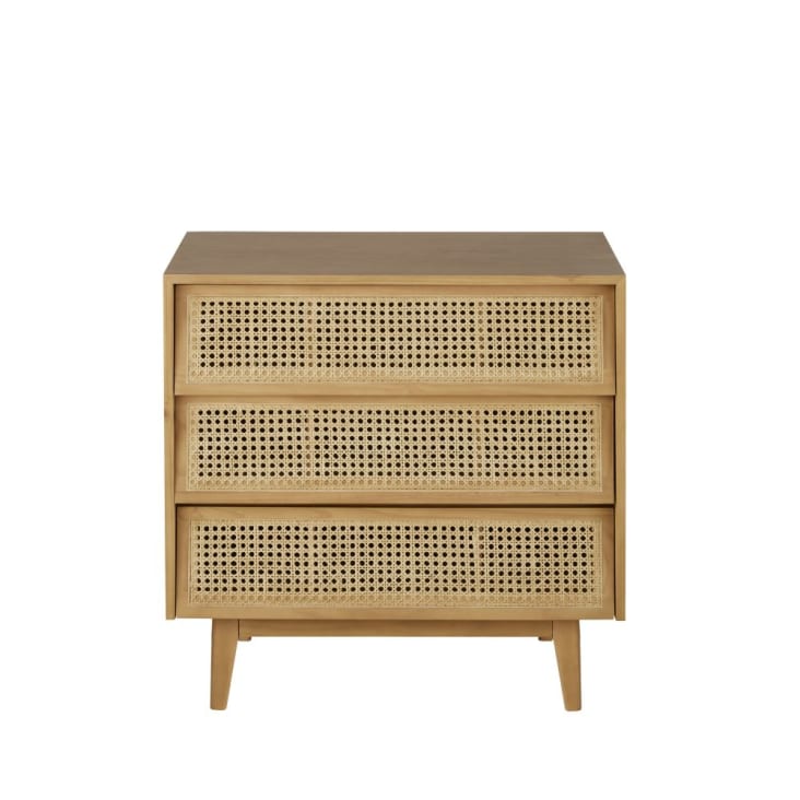 Sweiko Cassettiera con 3 cassetti e 2 ante in rattan, credenza in rattan con  manici in metallo, armadio multiuso per camera da letto, soggiorno e cucina,  noce : : Casa e cucina