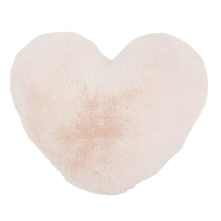 Cuscino cuore in pelliccia ecologica rosa D 40 cm OLIVIA