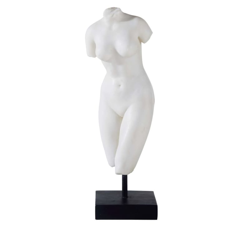 Dekofigur der Göttin Venus, weiß auf schwarzem Sockel, H38cm