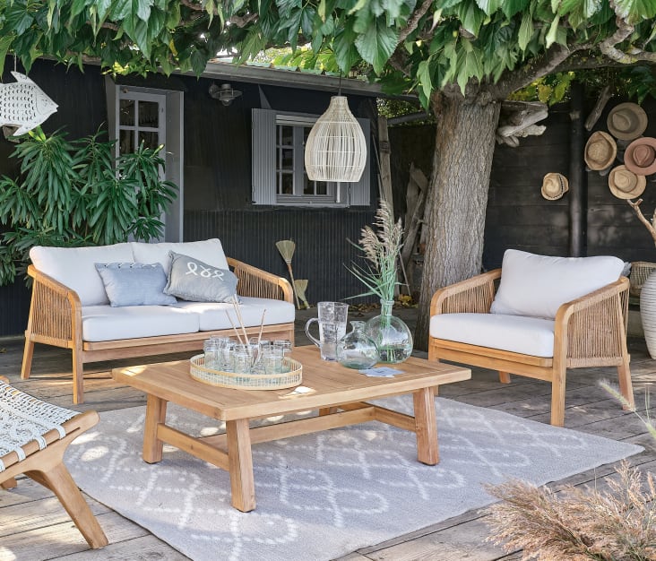 Set Divani Da Giardino 5 Pezzi In Legno Di Acacia - Salotto Esterno Con Cuscini, Per Terrazzo E Patio - Foto 14