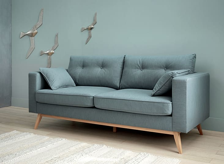 Brooke - Divano scandinavo 3/4 posti blu ghiaccio