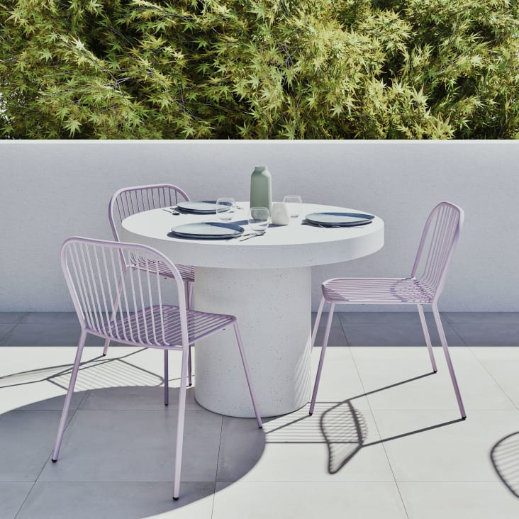 Tuintafel Rond 110 Ecru ronde tuintafel van composiet met betoneffect voor 5 personen D110 ...