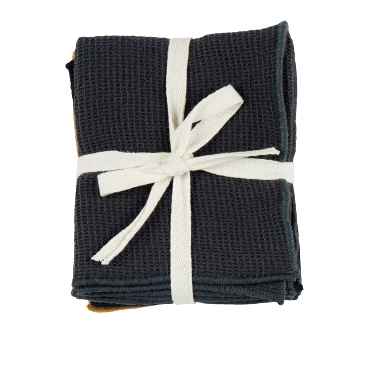 Set De 4 Essuie-Mains ZOLLNER 50x50cm - Coton Absorbant Qualité Gastronomique - Motif Carreaux Noir