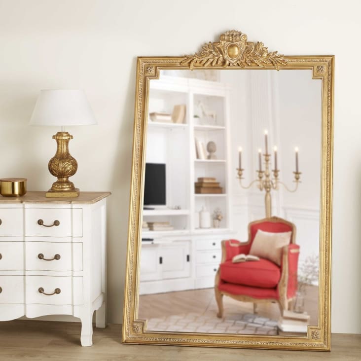 Miroir Sur Pied 140x40 Cm Doré – Grand Miroir Rectangulaire Avec Cadre Métal Pour Chambre, Salon, Dressing
