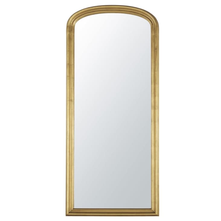 Grand miroir rectangulaire arrondi à moulures dorées 86x198