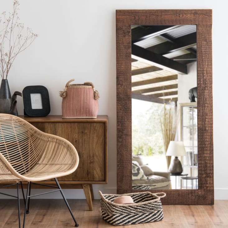 Grand miroir rectangulaire en bois de pin 82x165