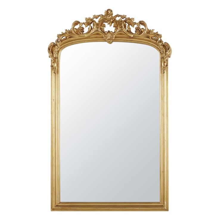 Spiegel mit Zierrahmen aus goldfarbenem Kiefernholz, 90x141cm VICKY