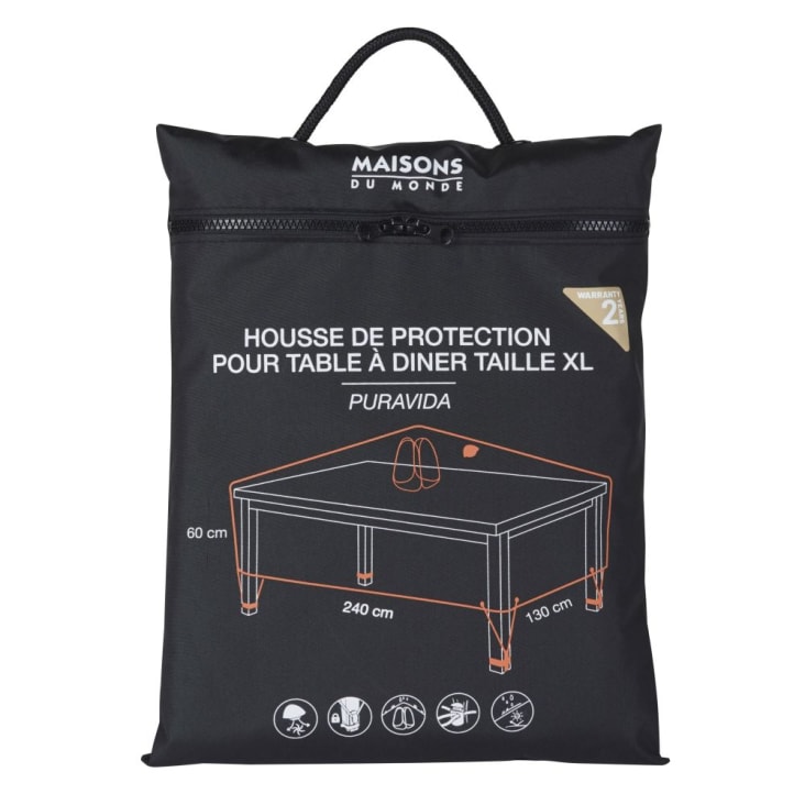 Housse de protection pour table de jardin rectangulaire noire L240 Puravida