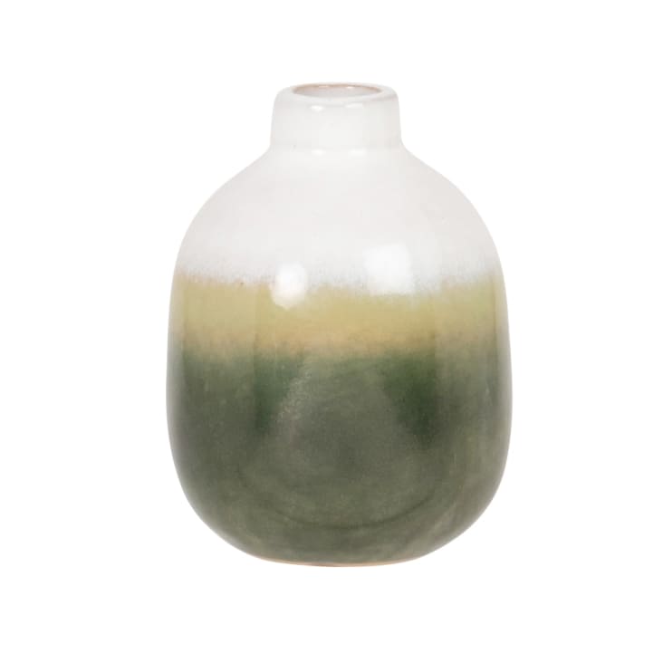 SP23797 Set de 3 jarrones colección FUELLE cerámica blanco, verde y ocre