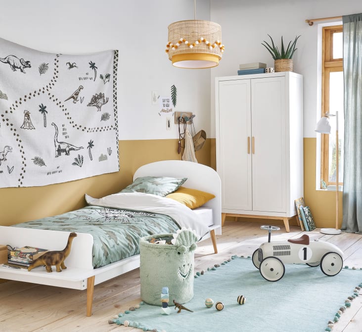 DINO - Kinderteppich aus weiß Baumwolle mit Druckmuster 120x180