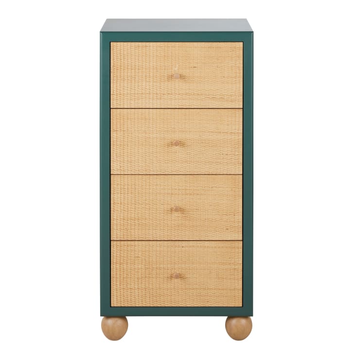 Relaxdays vintage ladekast, met 4 lades, betonnen look, met motief, HxBxD: 68 x 60 x 40 cm, dressoir, commode, grijs