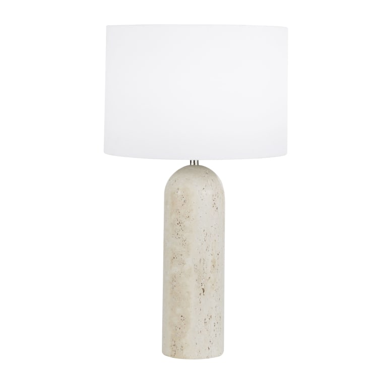 Lamp van keramiek met witte lampenkap, beige