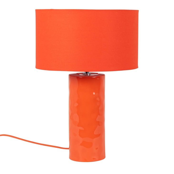 Lampada in ceramica nera e paralume in poliestere riciclato ecrù Vigo