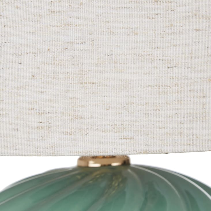 Lampada in ceramica verde a torciglione con paralume in lino beige AVEIRO