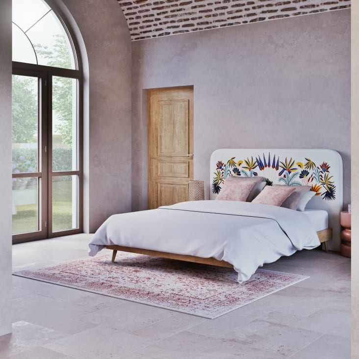 Letto Matrimoniale 160x200 Cm In Rovere E Bianco - Con Testiera Curva E Rete A Doghe | Spazio Sottostante - Foto 7