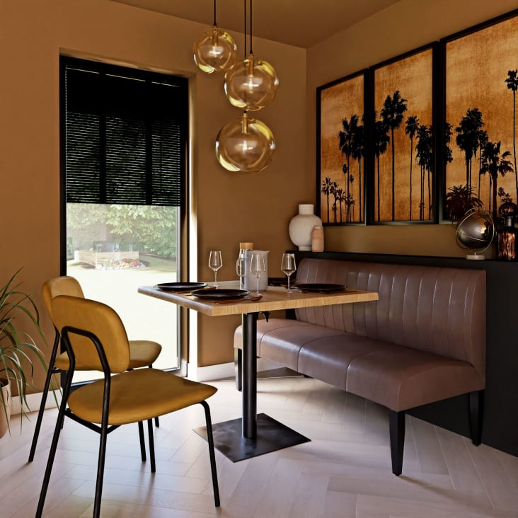 Oscarine Business - Lot de 2 chaises professionnelles en métal noir et velours jaune moutarde