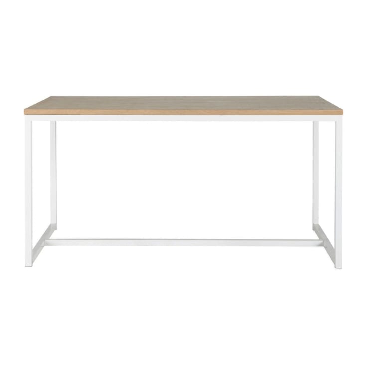 Mesa de comedor de madera y metal blanca An. 150 cm