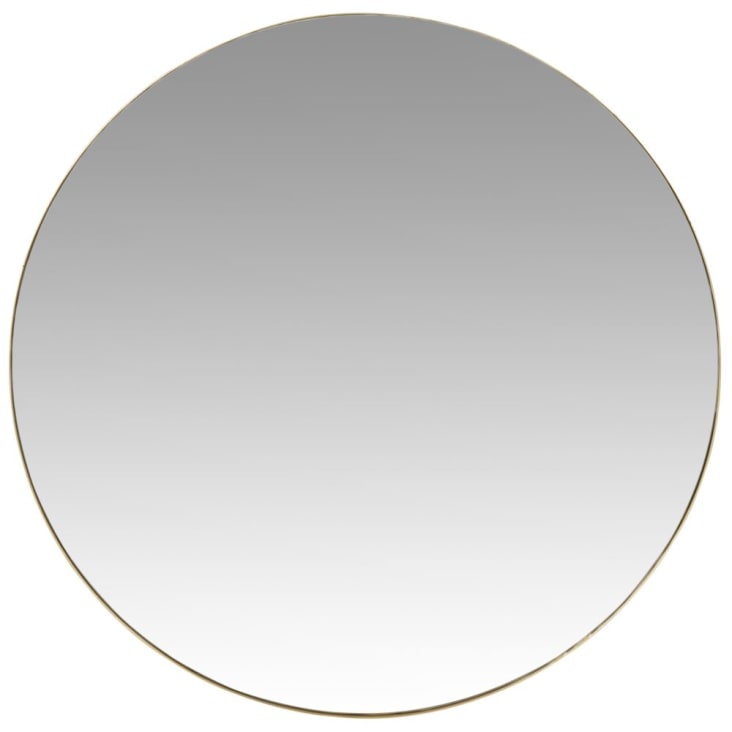 Miroir rond en métal doré D90