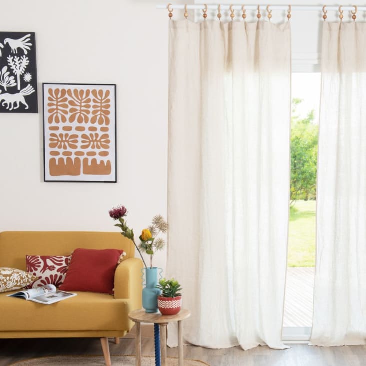 Ösenvorhang aus beigem Lyocell | Vorhang, und Maisons Monde 1 NICOYA du Leinen, 140x250