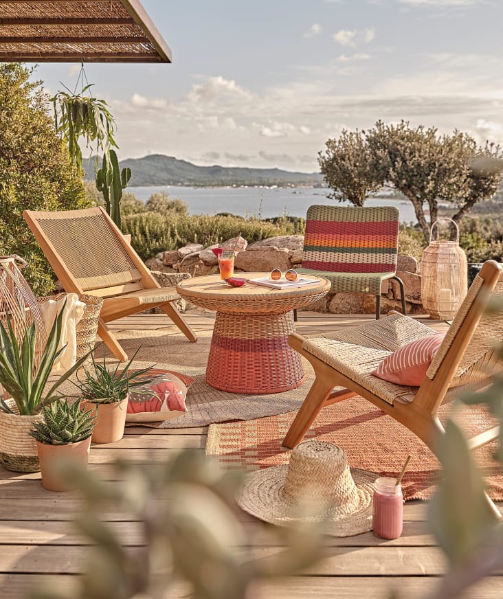 Poltrona A Sdraio Giardino In Polyrattan - Con Cuscini, 2 Posti, Nero - Foto 2