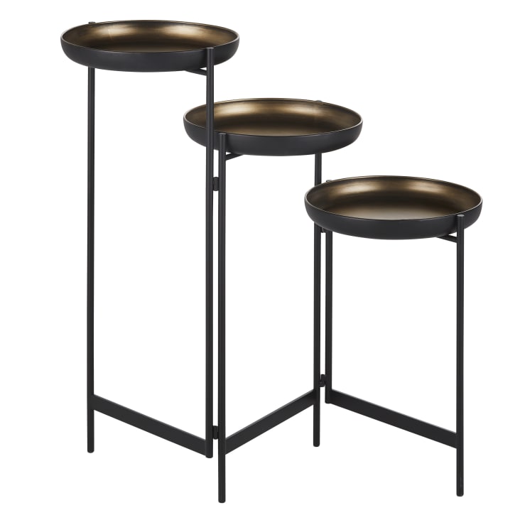 Supporto per Piante da Interno Nero, Portapiante Alzata (Set di 2