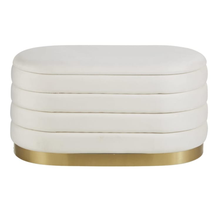Pouf coffre en bouclette Blanc - Design et fonctionnel, élément de  décoration et rangement