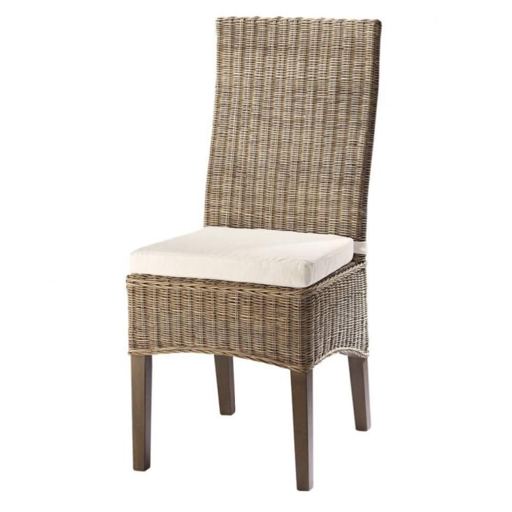 Rattan and solid mahogany chair