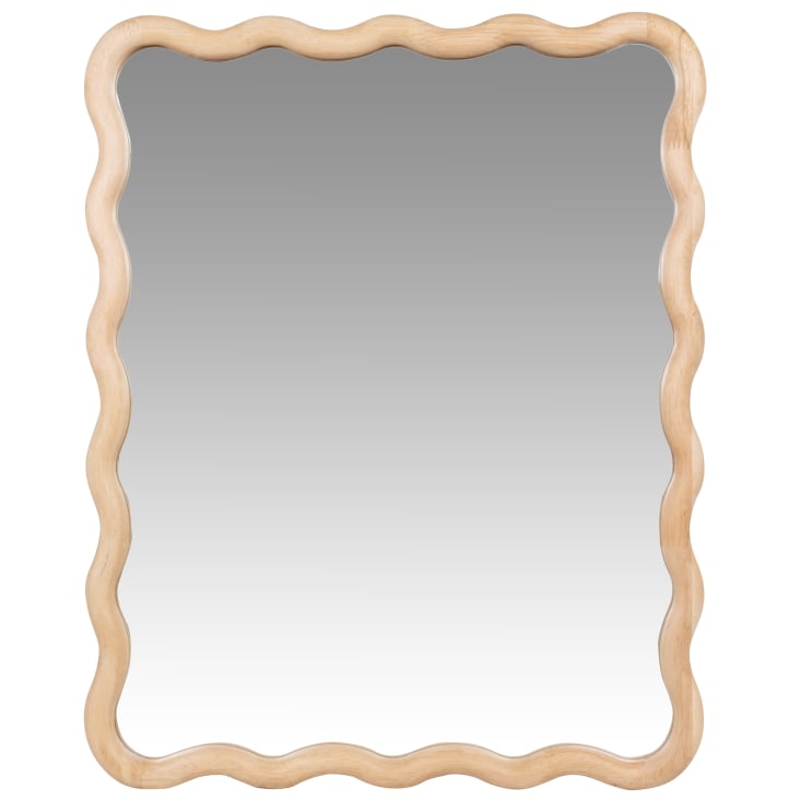 Rechthoekige golvende spiegel van heveahout, 40 x 50 cm